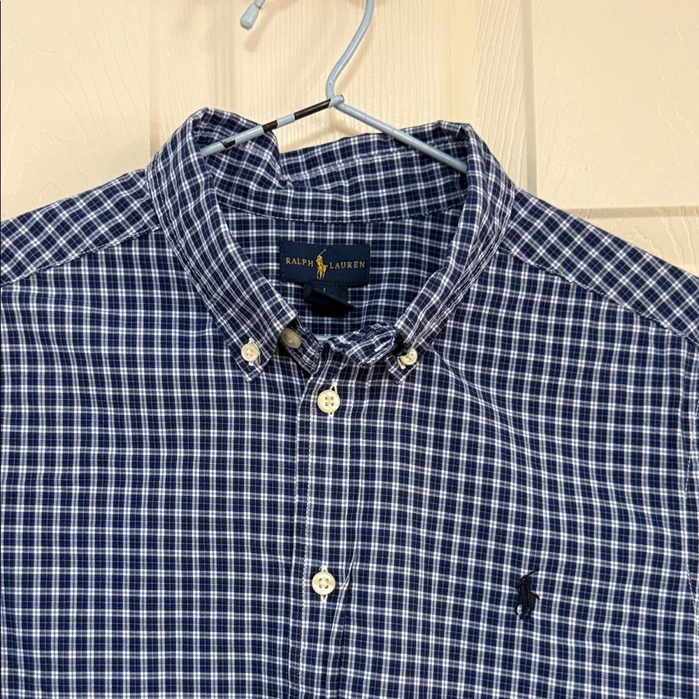 Ralph Lauren Navy Checkered Button Down Shirt